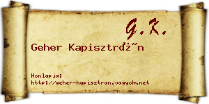 Geher Kapisztrán névjegykártya